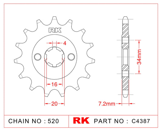 Sprocket Front RK-C4387-14 JTF1903 Afam 73203