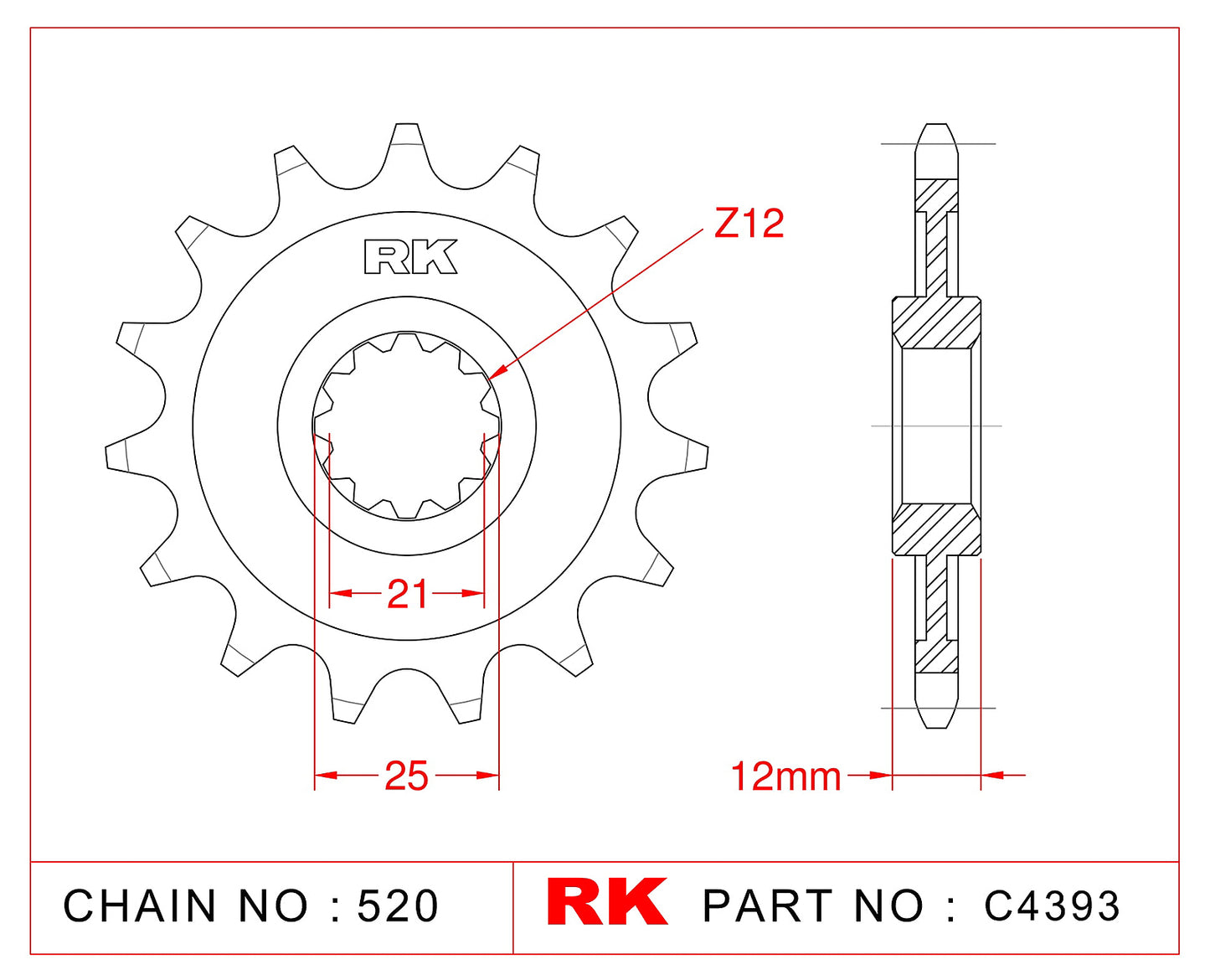 Sprocket Front RK-C4393-13 JTF823 Afam 64302