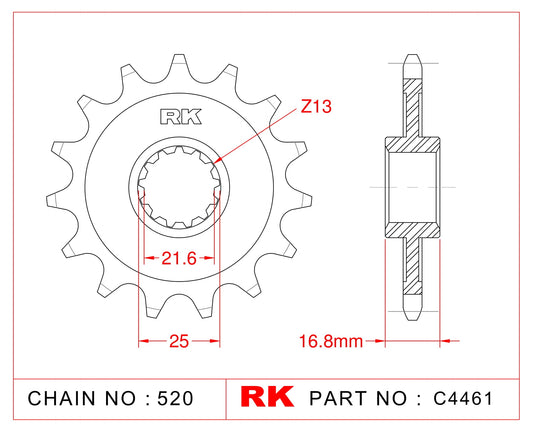 Sprocket Front RK-C4461-15 JTF1373 Afam 20617