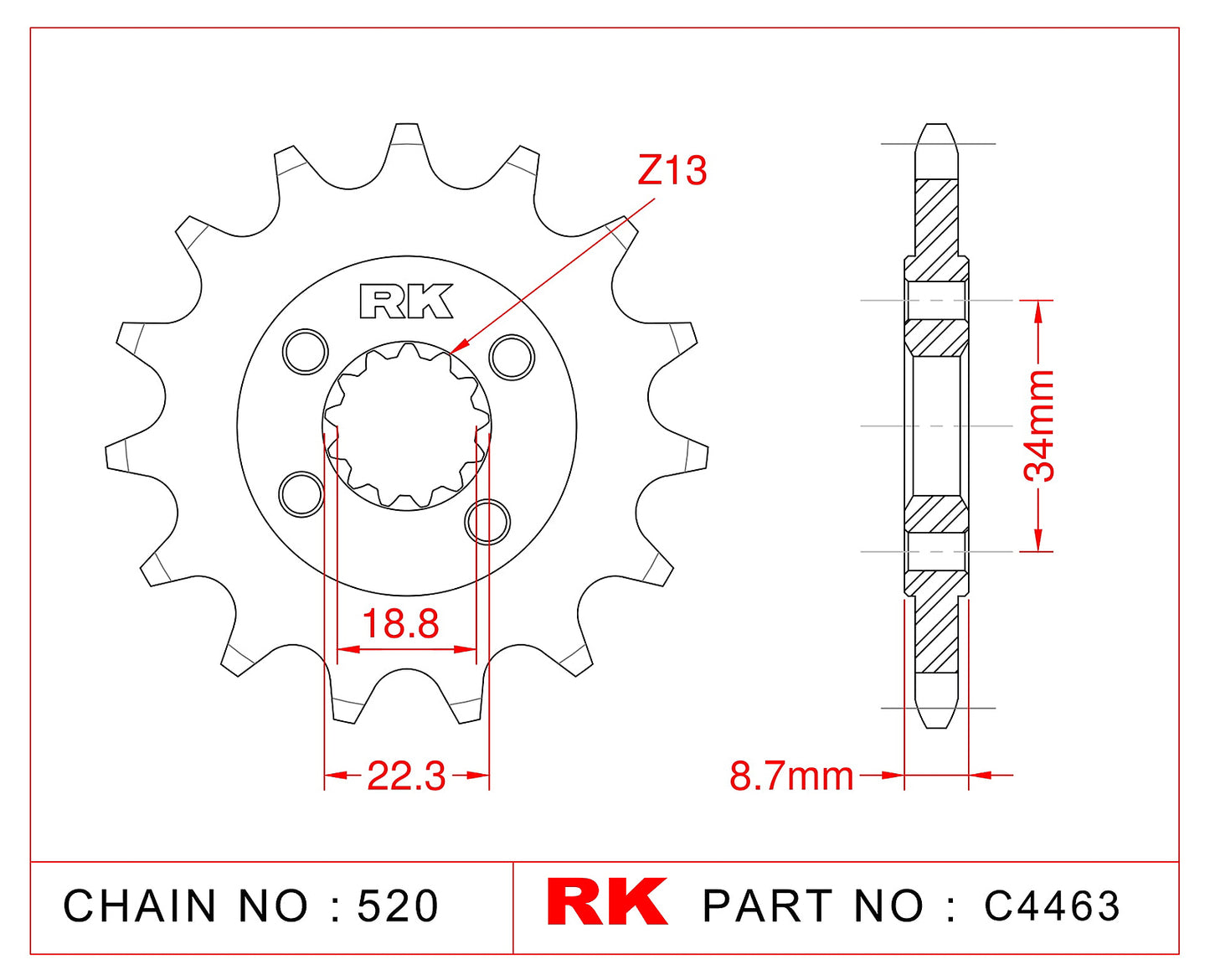 Sprocket Front RK-C4463/C4464-15 JTF1908 Afam 73305