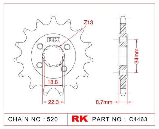Sprocket Front RK-C4463/C4464-15 JTF1908 Afam 73305
