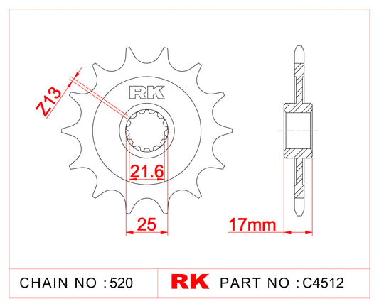 Sprocket Front RK C4512-14 JTF1299 AFAM 20407