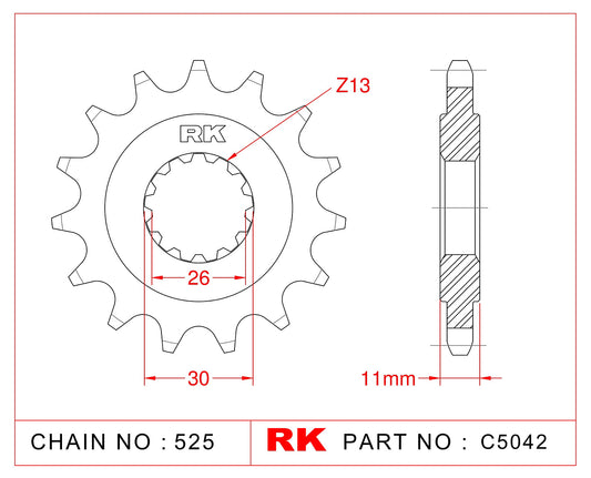 Sprocket Front RK-C5042-16 JTF1591 Afam 21607