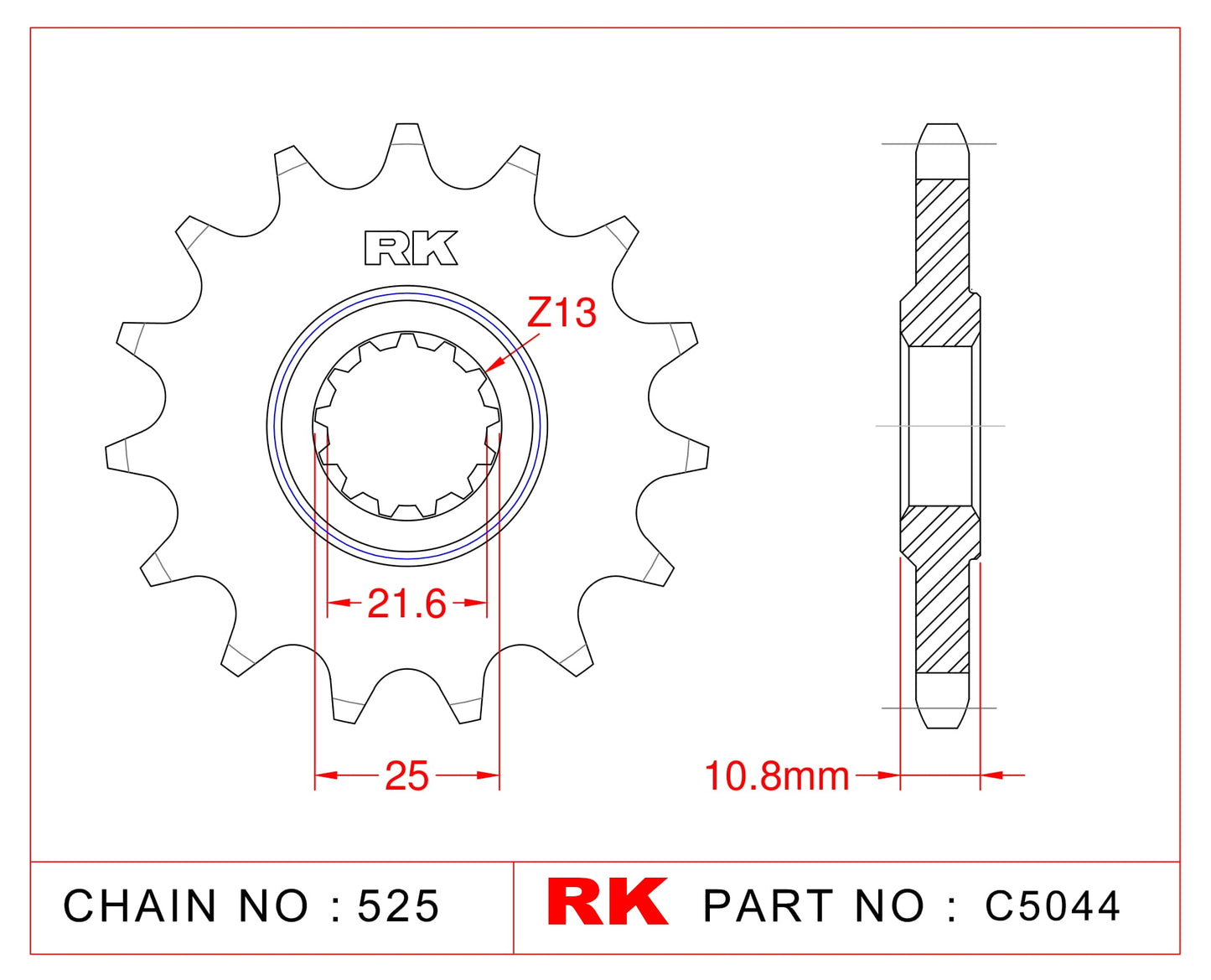 Sprocket Front RK-C5044-17 JTF1586 Afam 21606