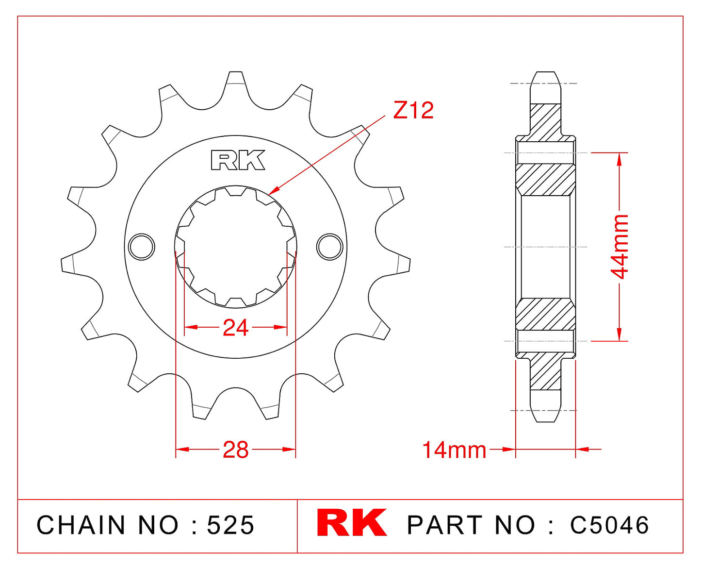 Sprocket Front RK-C5046-17 JTF1372 Afam 20614