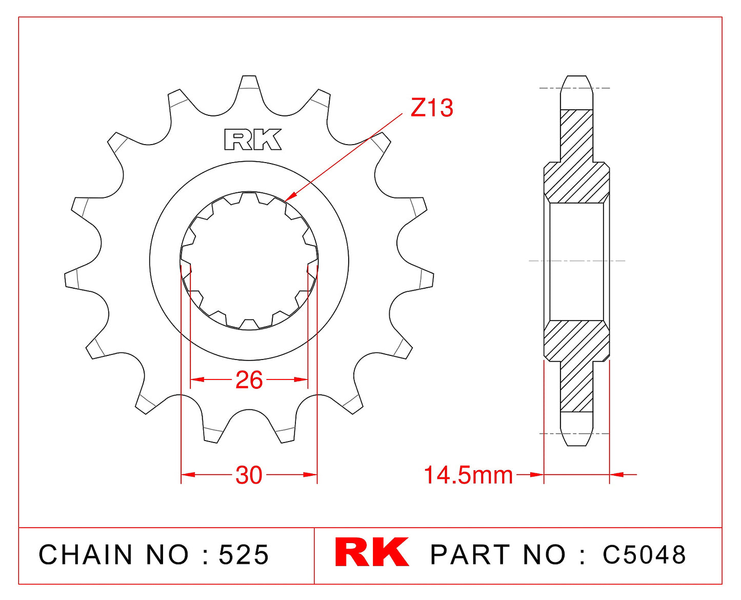 Sprocket Front RK-C5048-15 JTF1332 Afam 20607