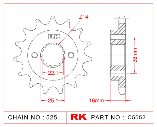 Sprocket Front RK-C5052-15 JTF 740-15 *525 Pitch*