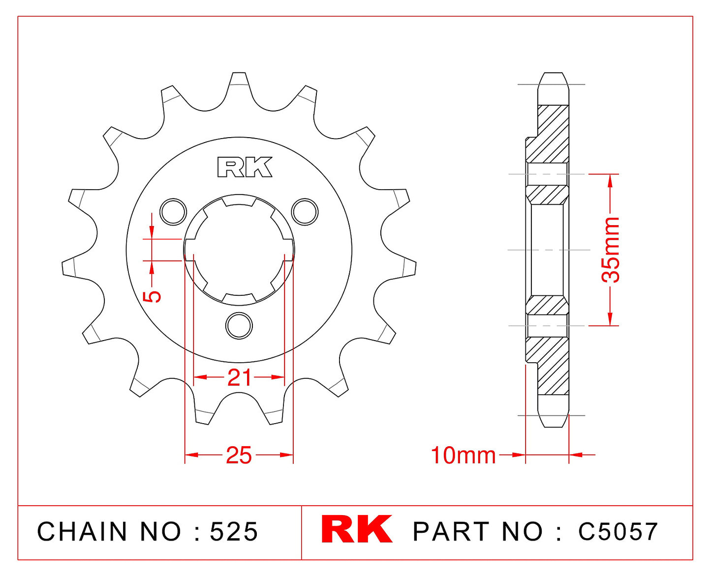 Sprocket Front RK-C5057-15 JTF1448 Afam 22602 - Special Order