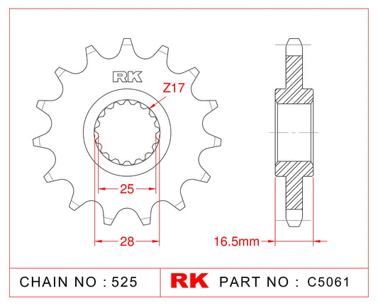 Sprocket Front RK-C5061-17 JTF1904 Afam 61800