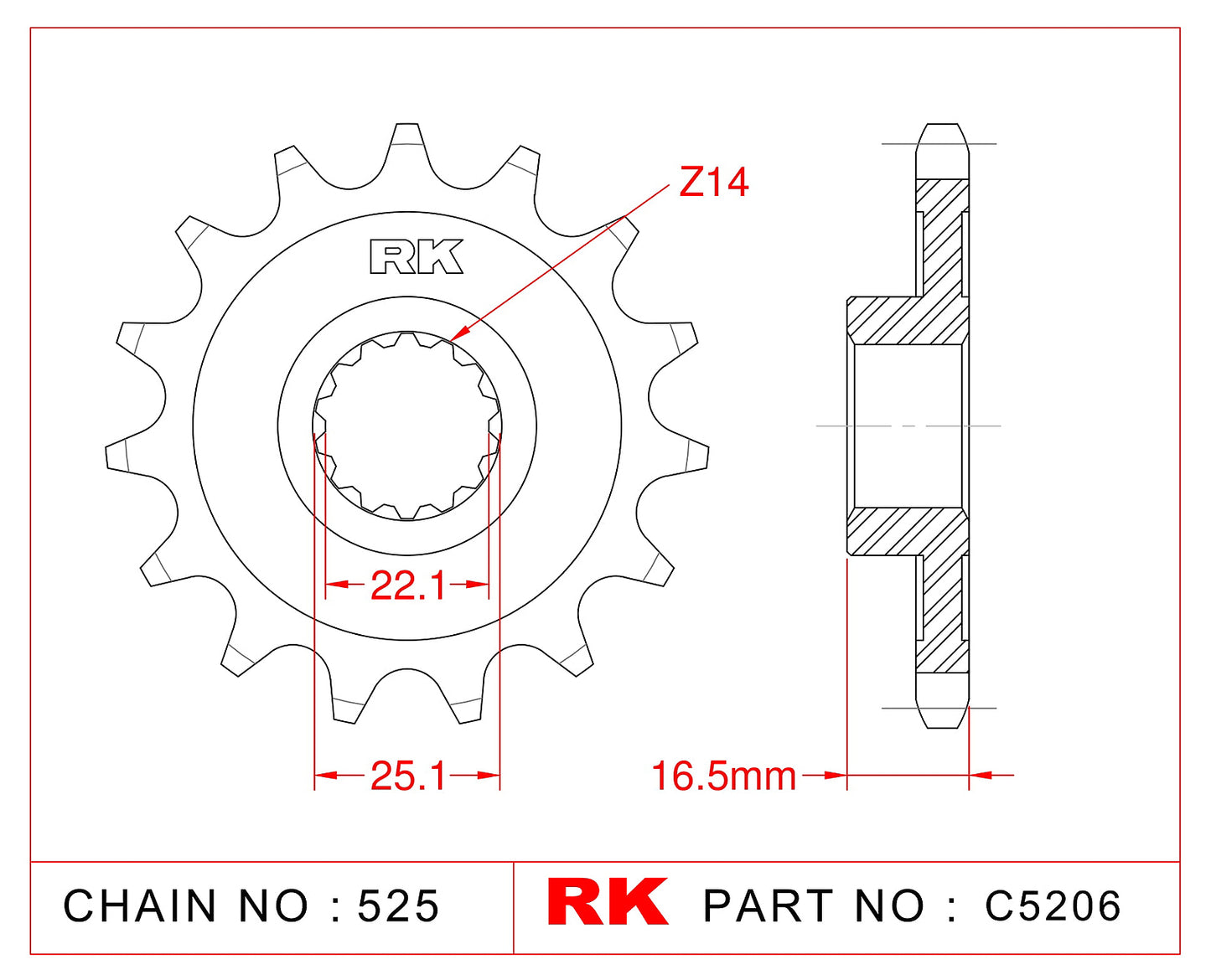 Sprocket Front RK-C5206-15 JTF741 Afam 52613