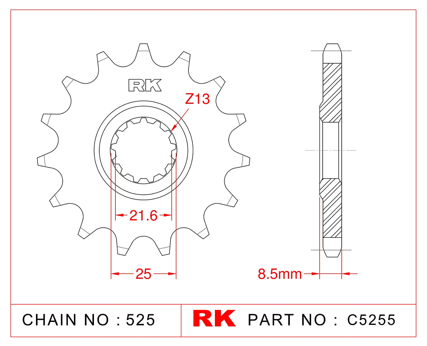 Sprocket Front RK-C5255-16 JTF1537 Afam 28405
