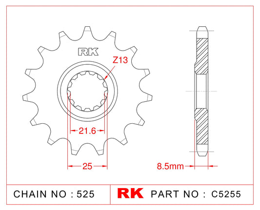 Sprocket Front RK-C5255-16 JTF1537 Afam 28405
