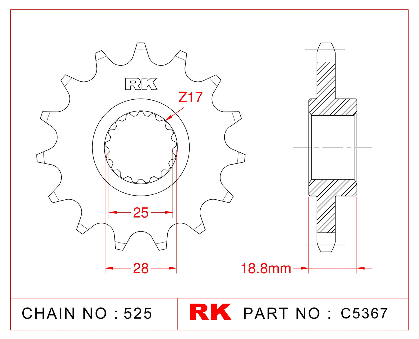 Sprocket Front RK-C5367-16 JTF704 Afam 61600