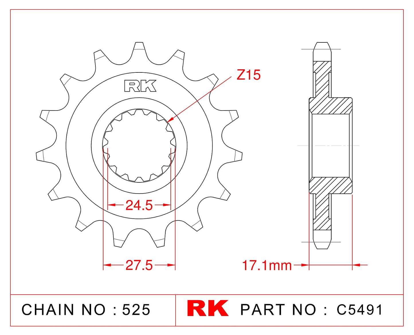 Sprocket Front RK-C5491-16 JTF749 Afam 52901