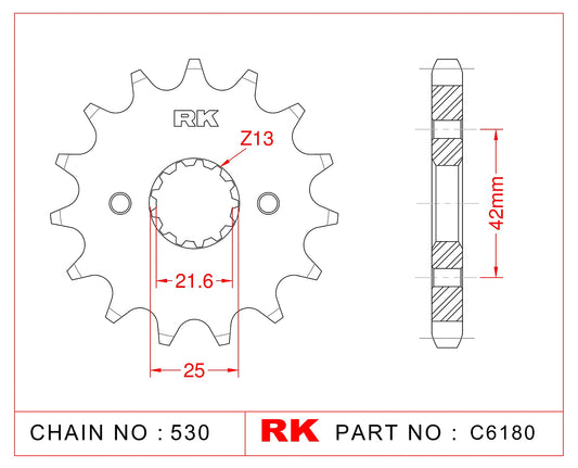 Sprocket Front RK-C6180-15 JTF513-15 Afam 24500 (JTF566) 530 pitch