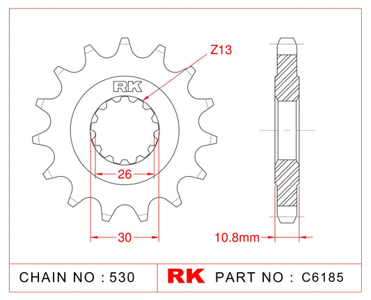 Sprocket Front RK-C6185-15 JTF579 Afam 21801