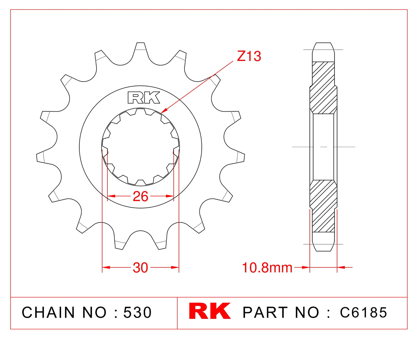 Sprocket Front RK-C6185-17 JTF579 Afam 21801