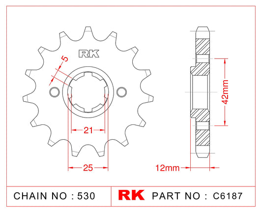 Sprocket Front RK-C6187-16 JTF571 Afam 21501