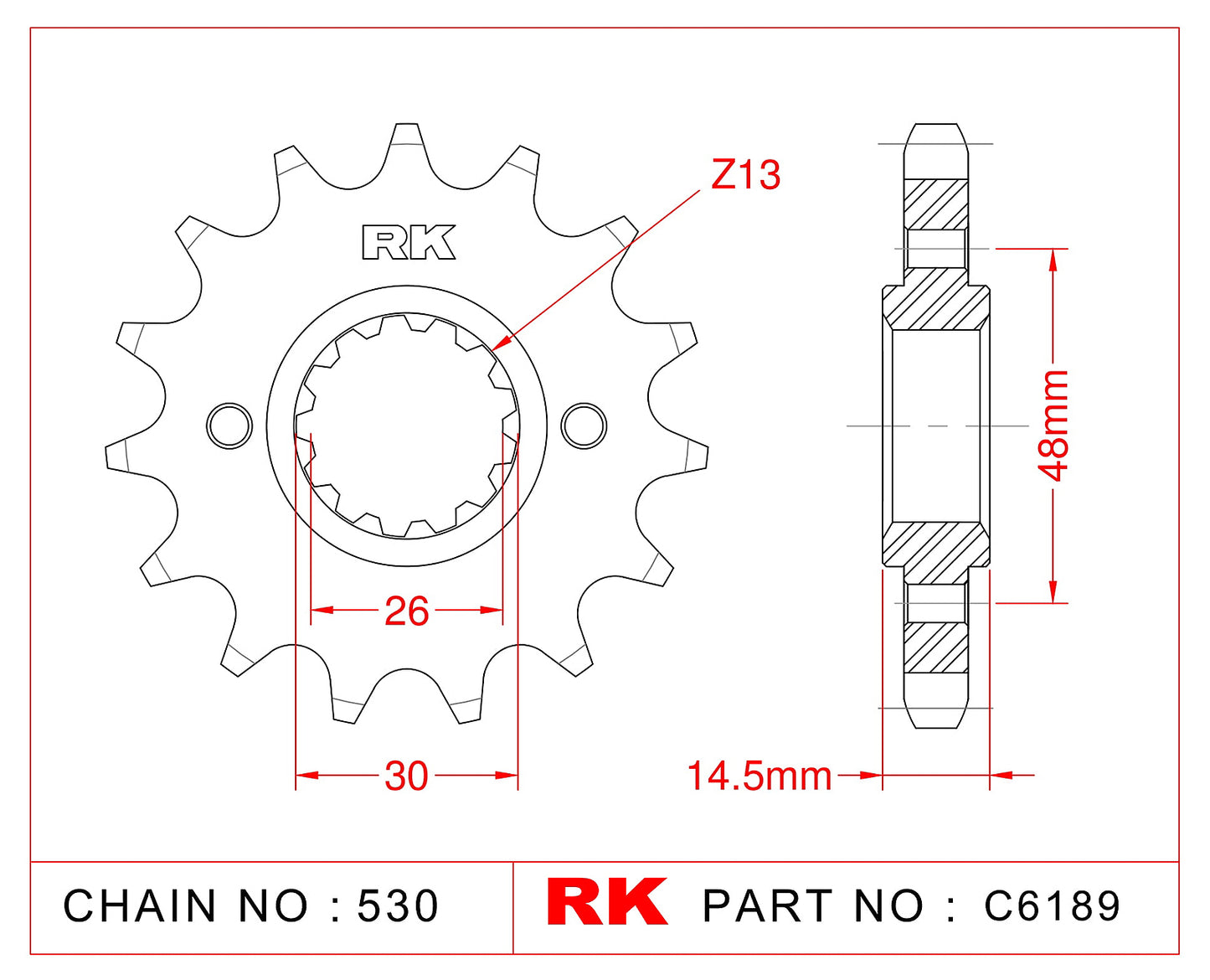 Sprocket Front RK-C6189-16 JTF339 Afam 20602