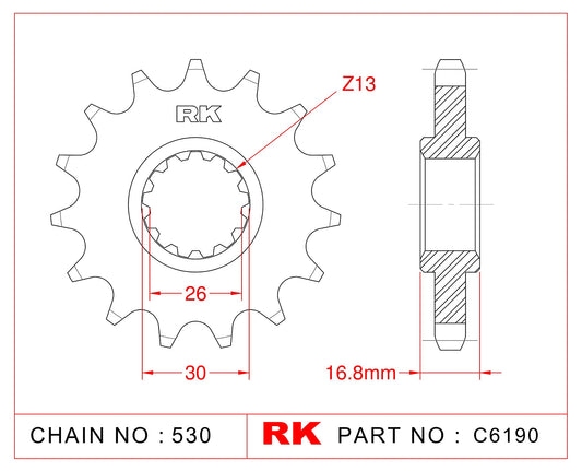 Sprocket Front RK-C6190-16 JTF333 Afam 20603