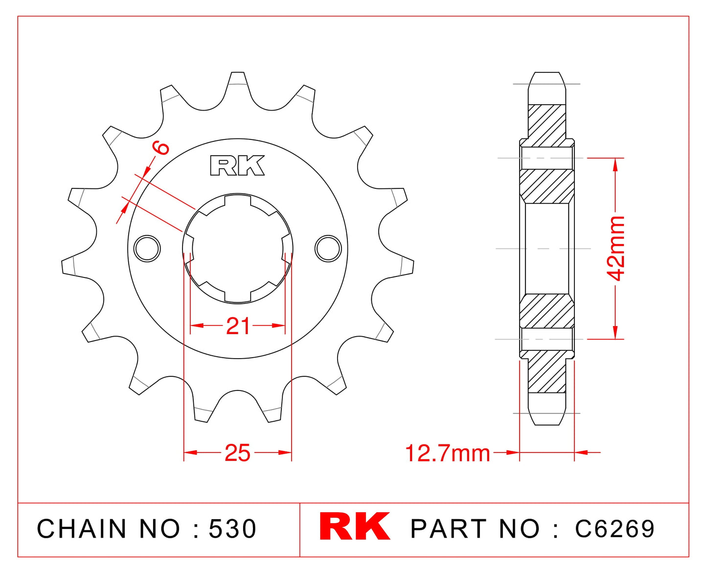 Sprocket Front RK-C6269-17 JTF288 Afam 20502