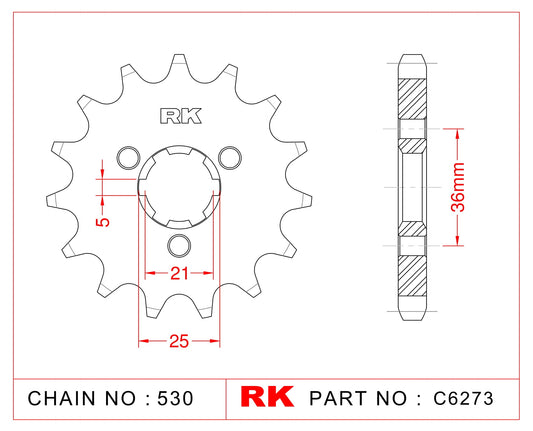 Sprocket Front RK-C6273-17 JTF424 Afam 30301