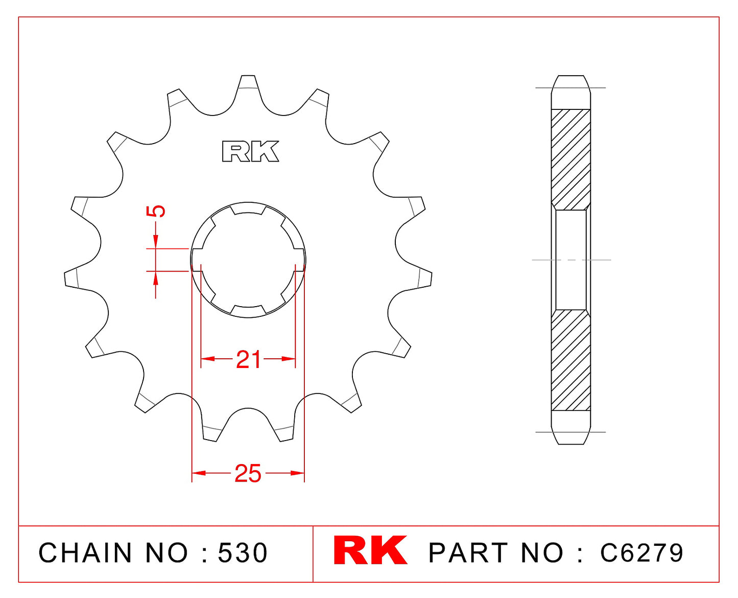 Sprocket Front RK-C6279-15 JTF424 Afam 30301