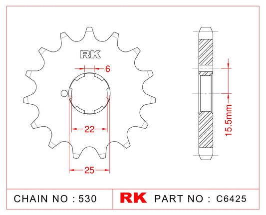 Sprocket Front RK C6425-15 JT509-15 AFAM 24401