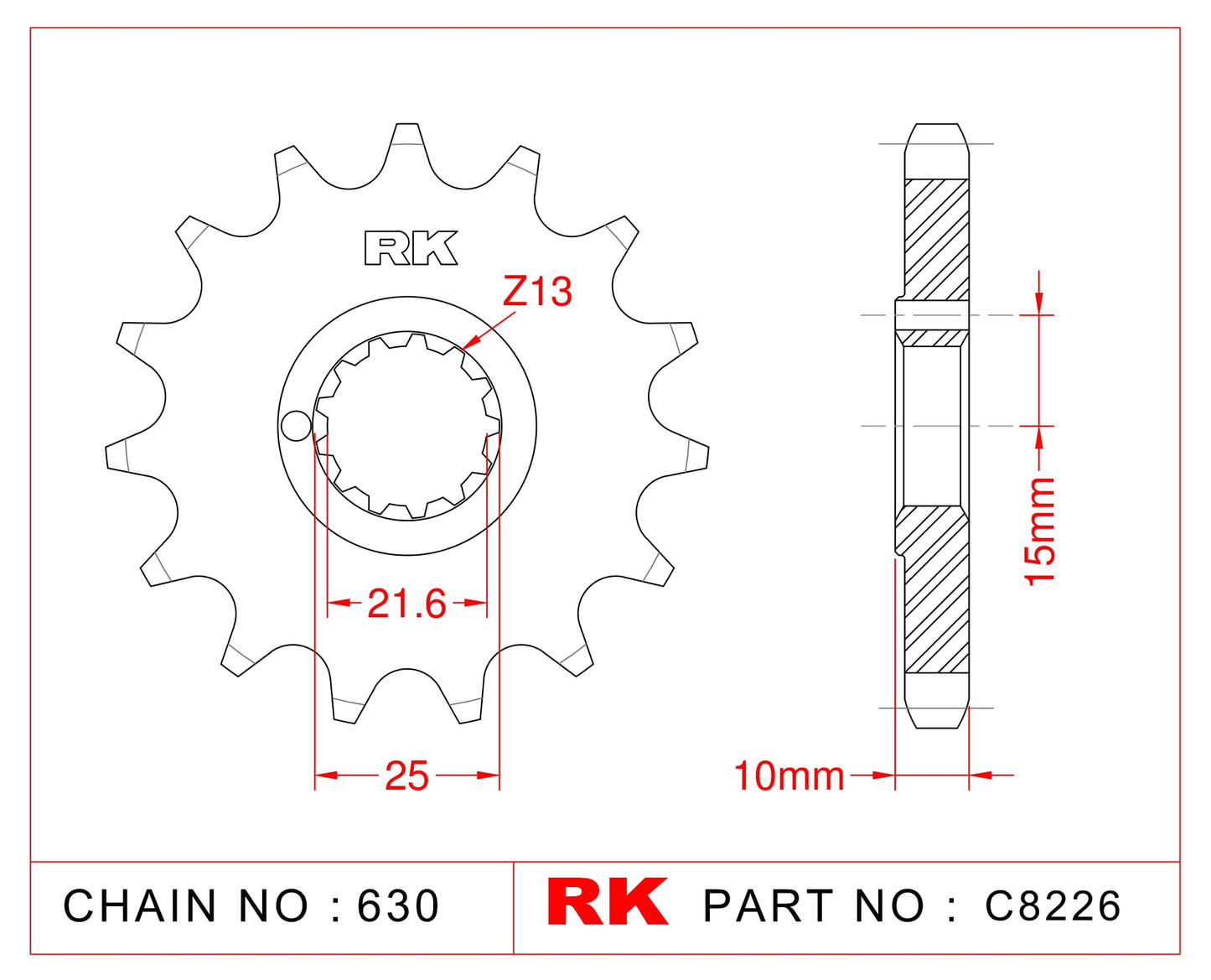 Sprocket Front C8226-15 JTF 521-15 AFAM 24800