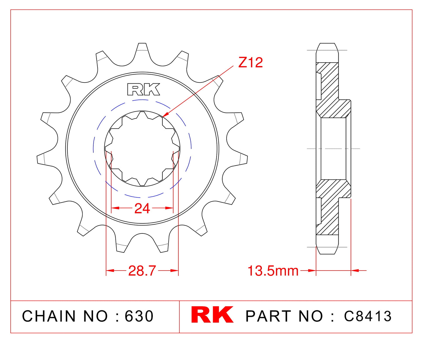 Sprocket Front C8413-15 JTF 522-15 AFAM 24801