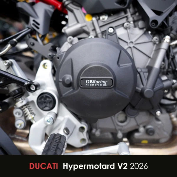 Ducati Hypermotard V2 and SP GB Racing Secondary Engine Cover Guard Set. 2026 Onwards