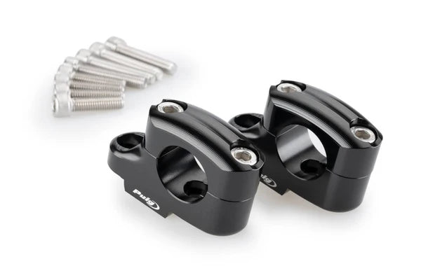 Puig Pullback Handlebar Risers - 25mm Rise / 16mm Back - For 29mm Bars (Black)