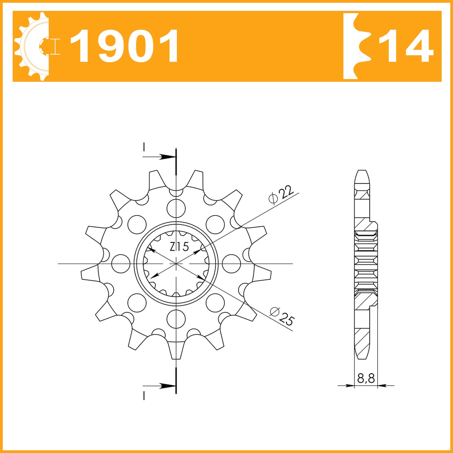 SuperSprox Front MX Grooved CST-1901-14 RK C4158-14-Q8 JTF1901 AFAM 73301