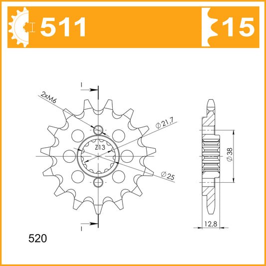 Sprocket Front RK C4164-15 JTF 511-15 AFAM 24505