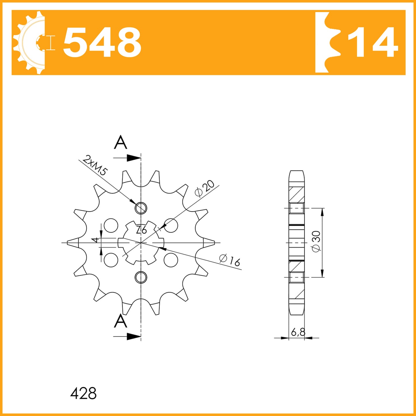 Sprocket Front JTF548 Afam 21207 RK C3238-13