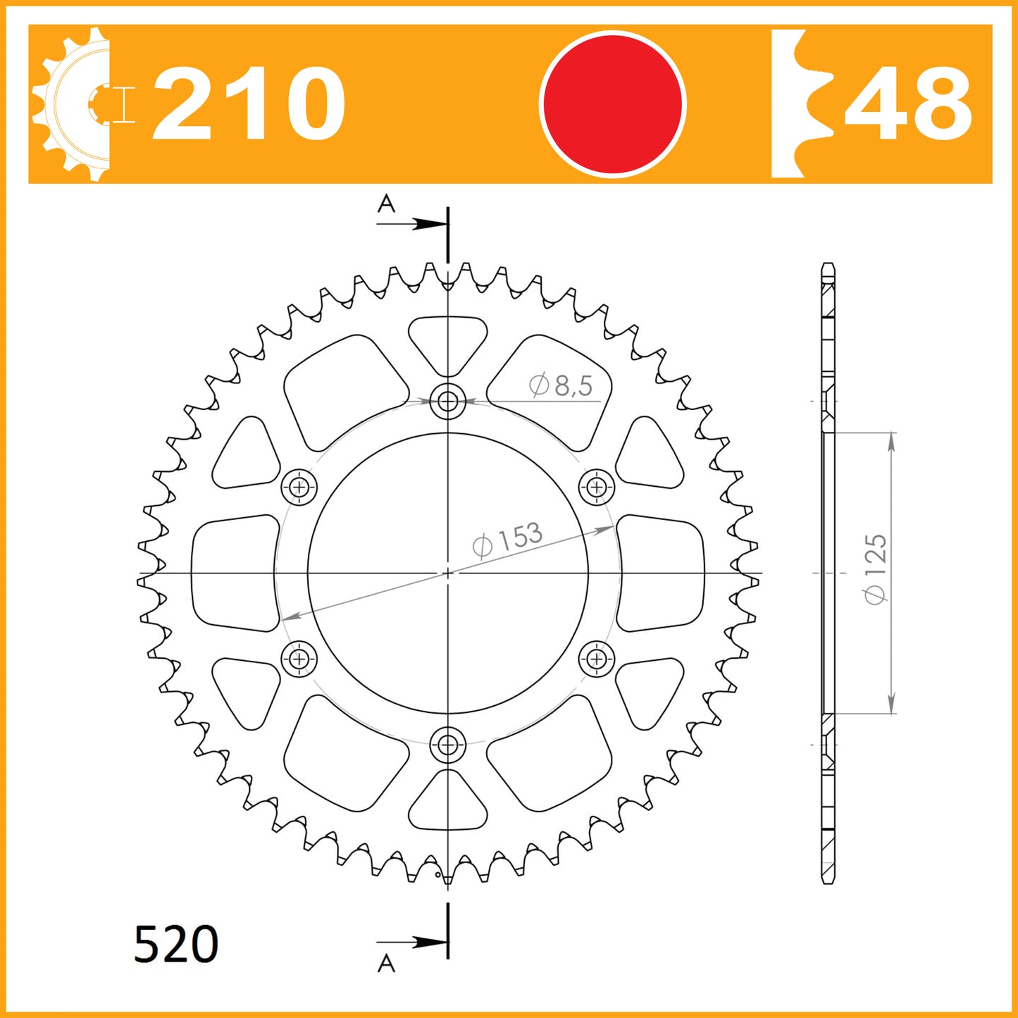 SuperSprox Rear Alloy MX RAL-210-48-RED