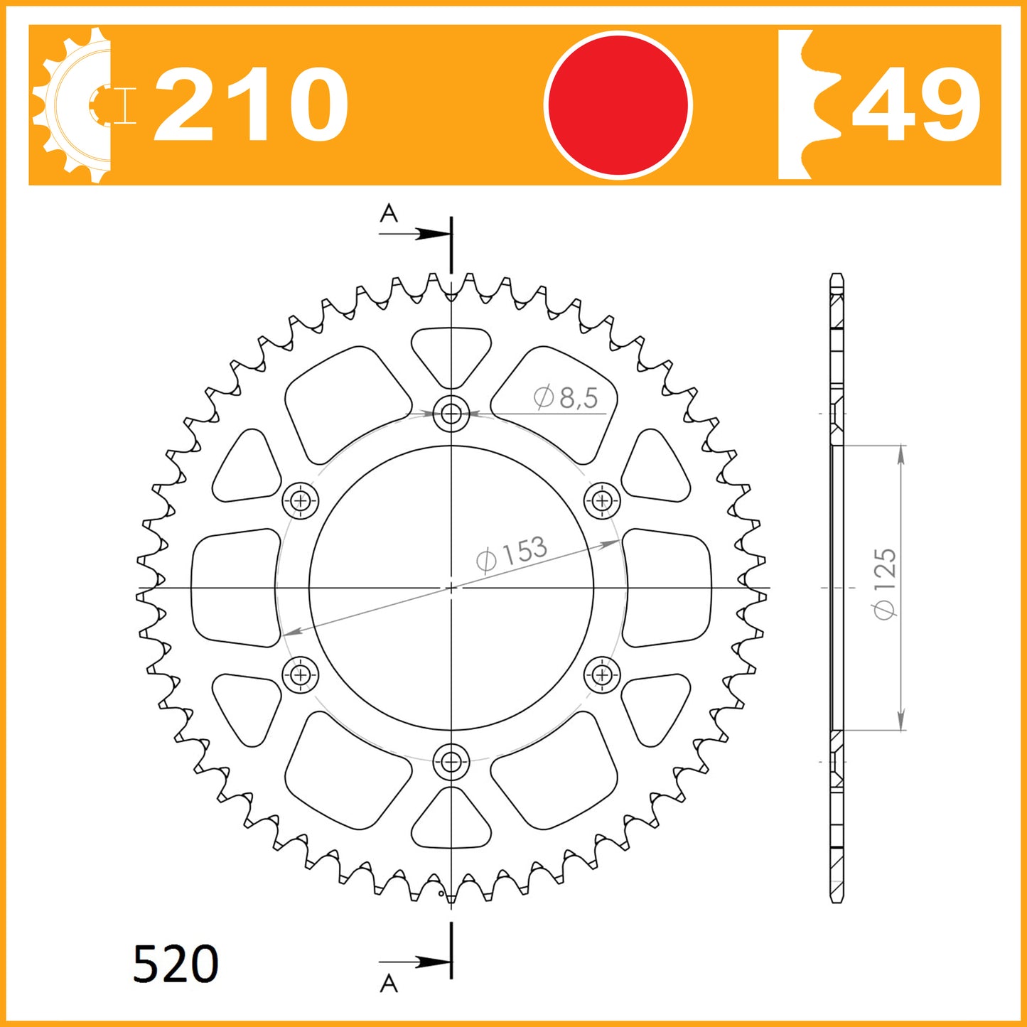 SuperSprox Rear Alloy MX RAL-210-49-RED