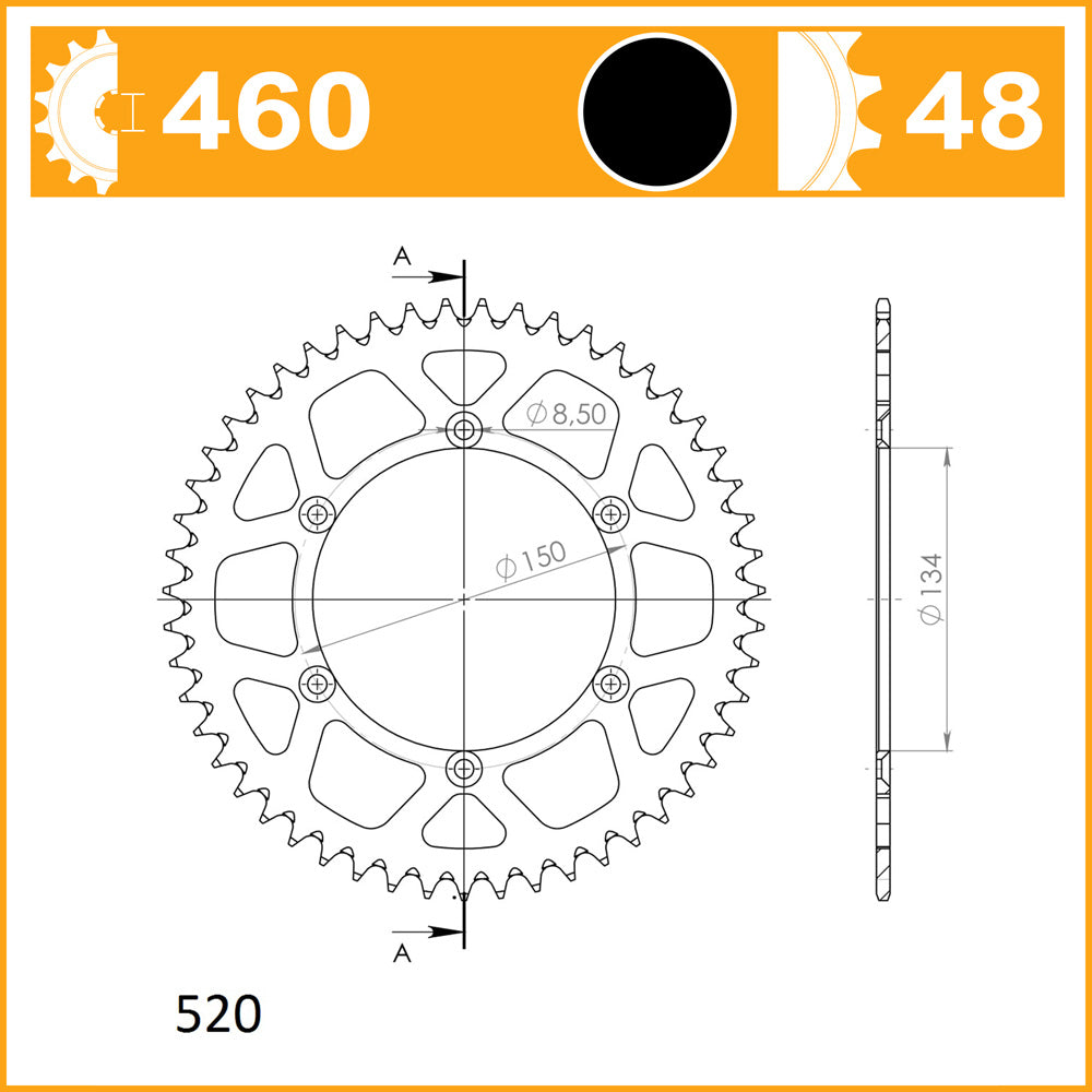 SuperSprox Rear Alloy MX RAL-460-48-BLK