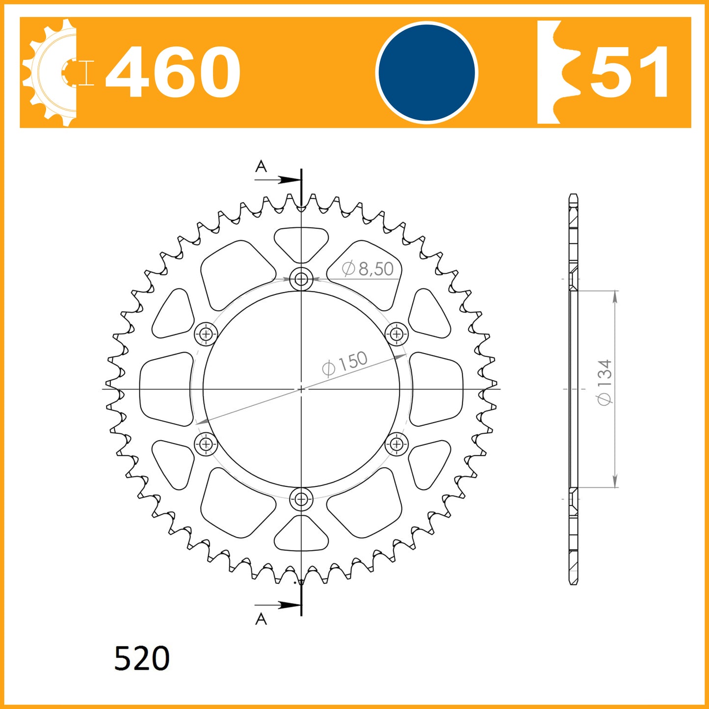 SuperSprox Rear Alloy MX RAL-460-51-BLU