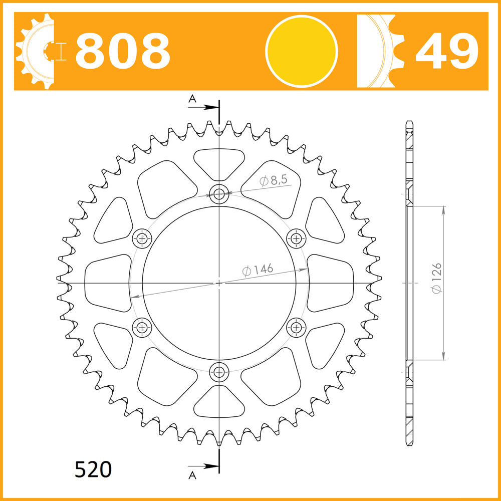 SuperSprox Rear Aluminium RAL-808-49-Gold RMZ250/450