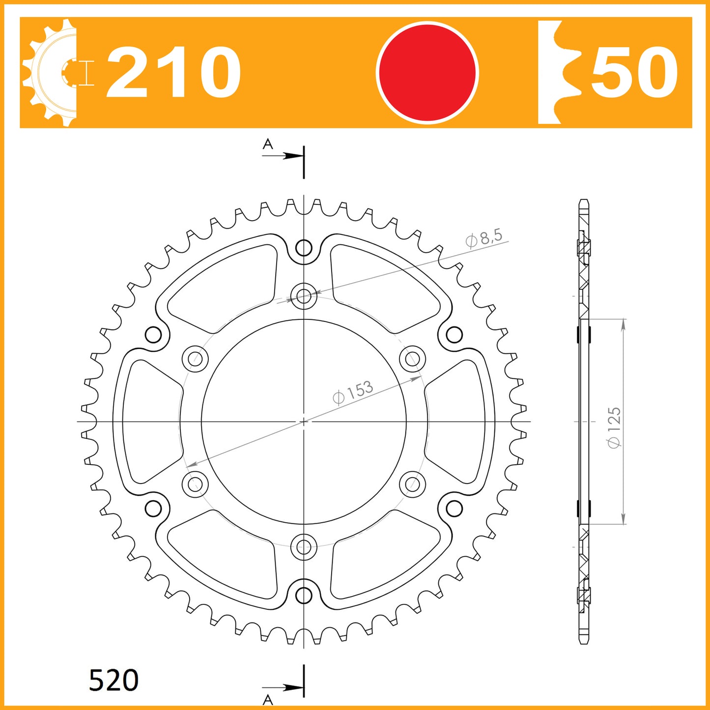 SuperSprox Rear Stealth RST-210-50-RED