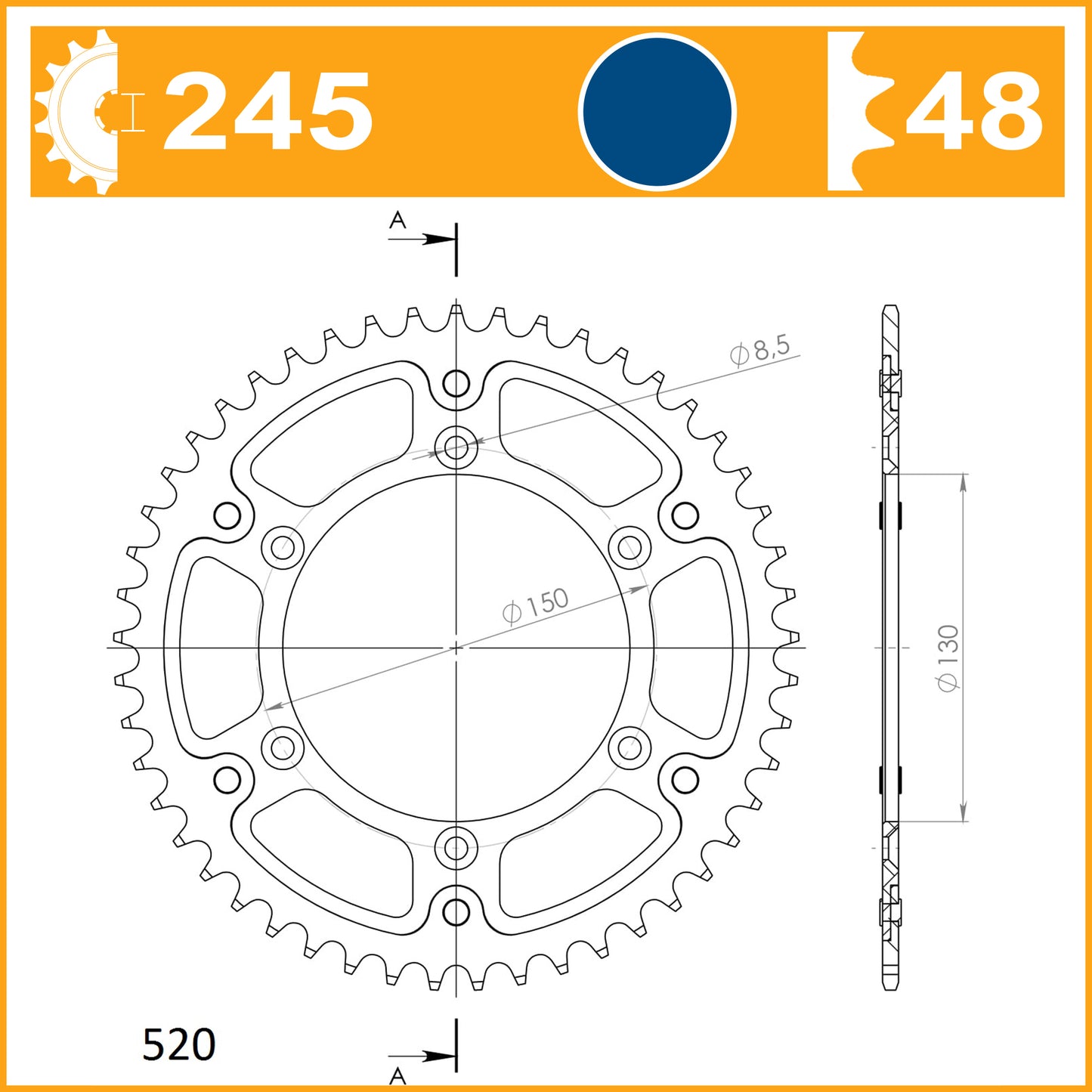 SuperSprox Rear Stealth RST-245-48-BLU