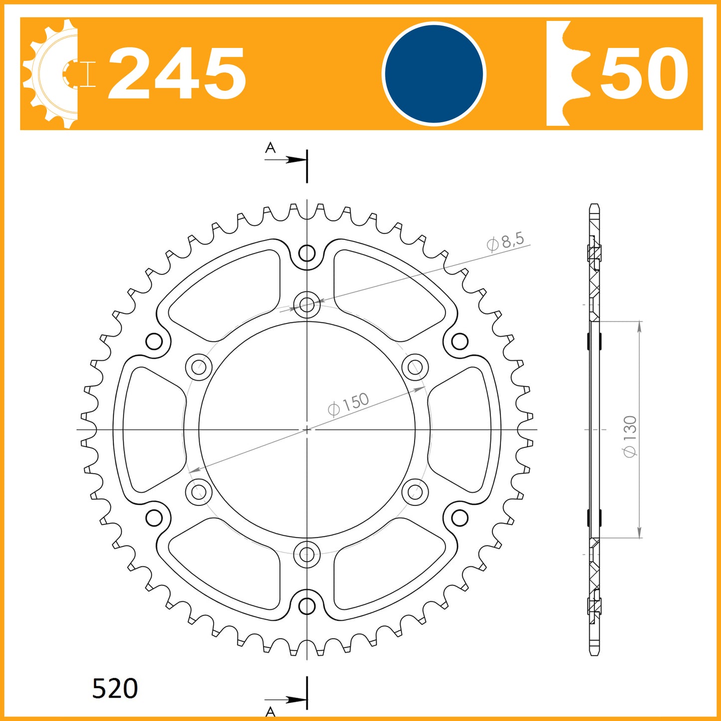 SuperSprox Rear Stealth Blue RST-210-50-BLU