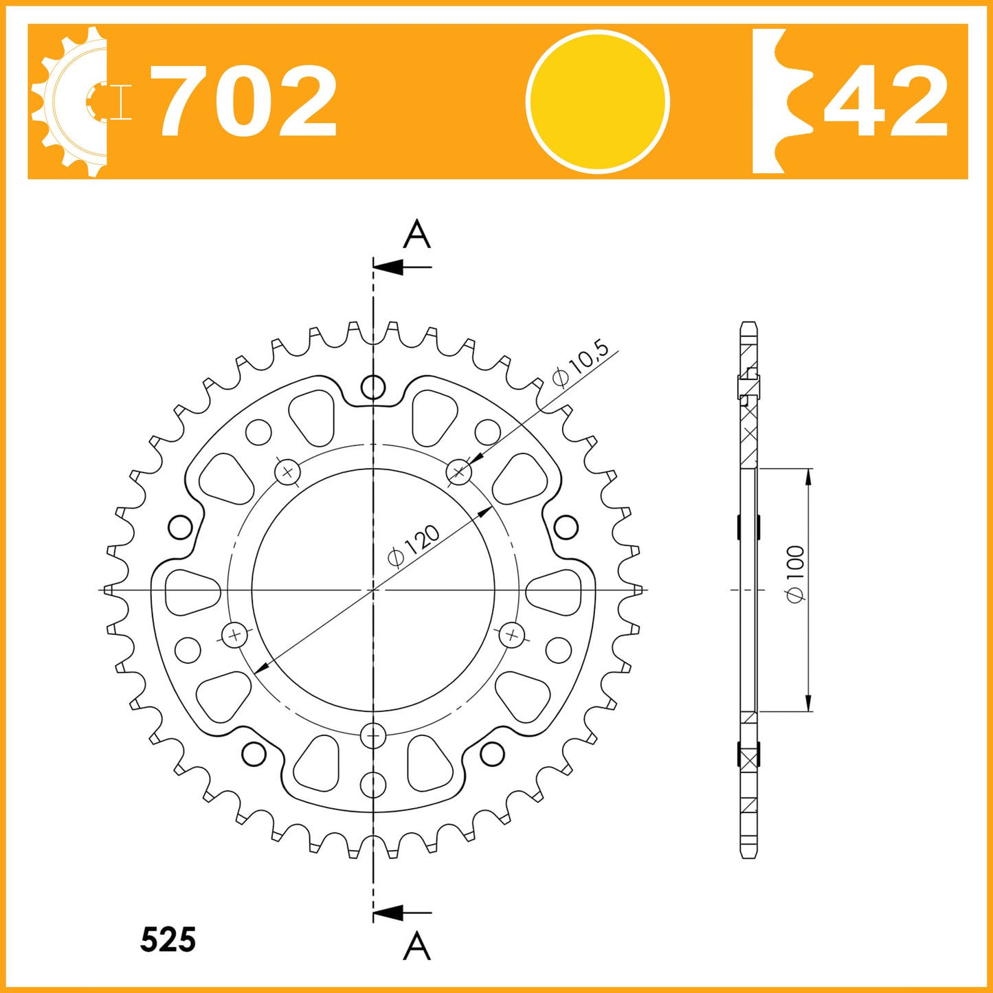 Supersprox Rear Stealth RST-702-42 Gold Sprocket