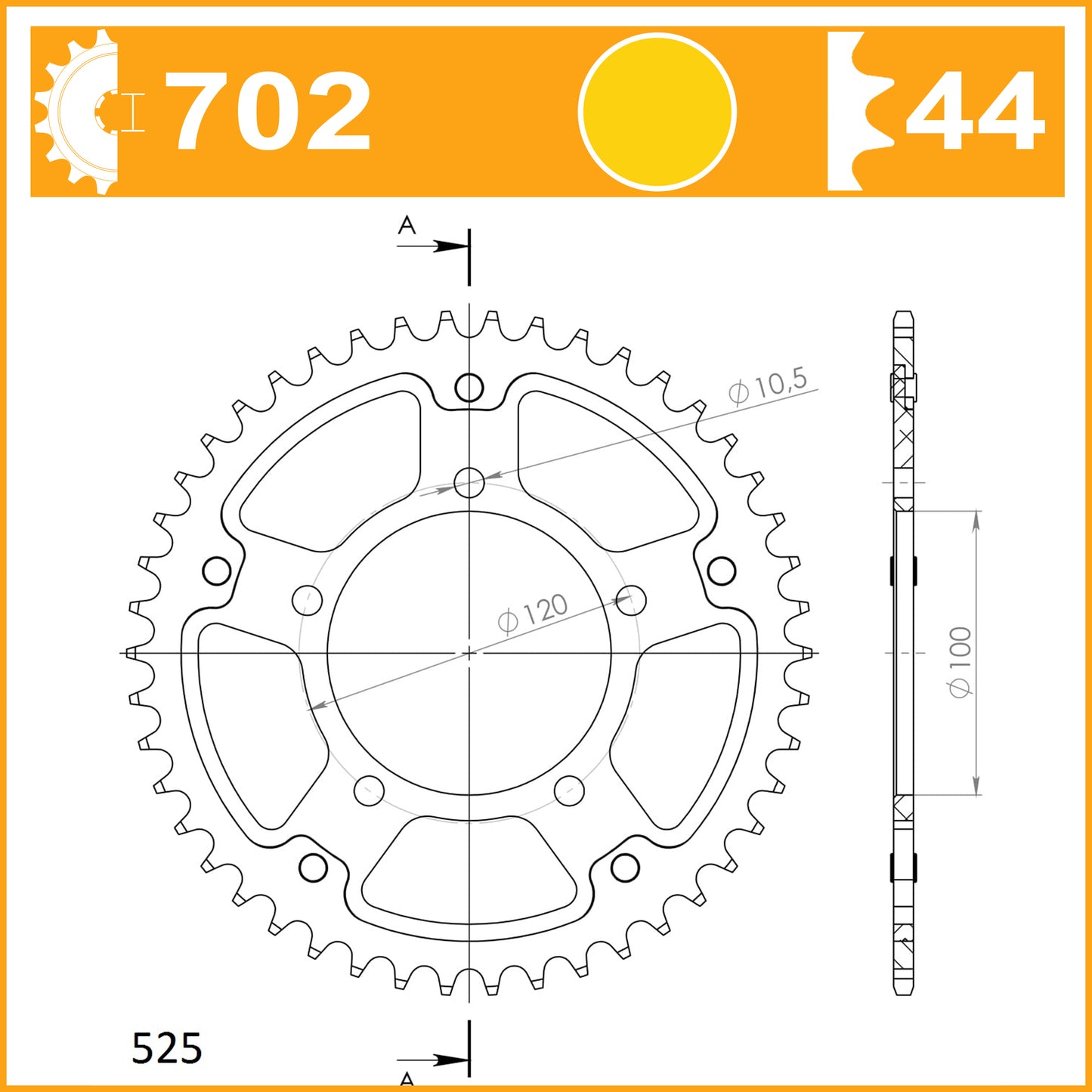 Supersprox Rear Stealth RST-702-44 Gold Sprocket