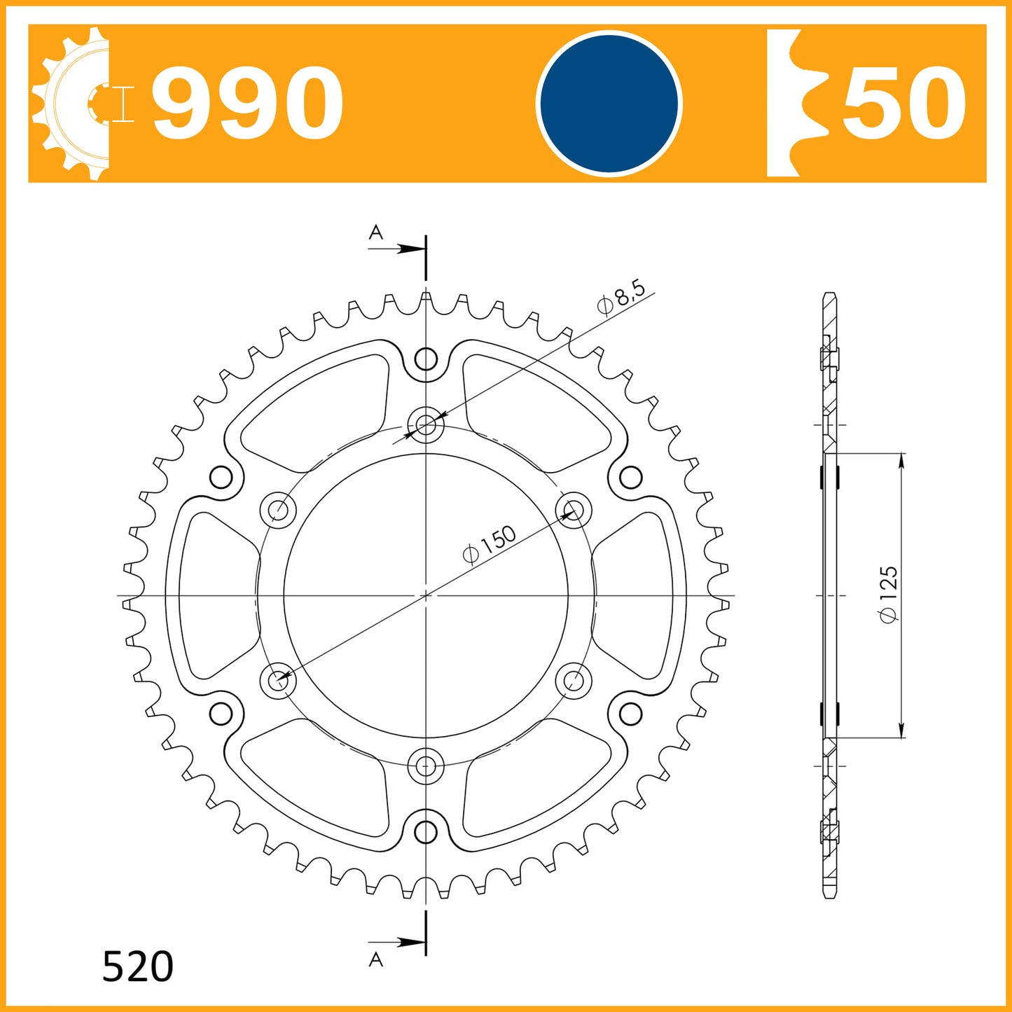 SuperSprox Rear Stealth Blue RST-990-50-BLU