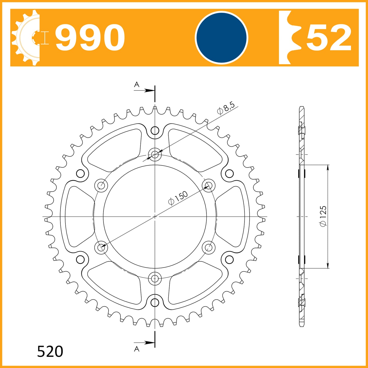 SuperSprox Rear Stealth Blue RST-990-52-BLU