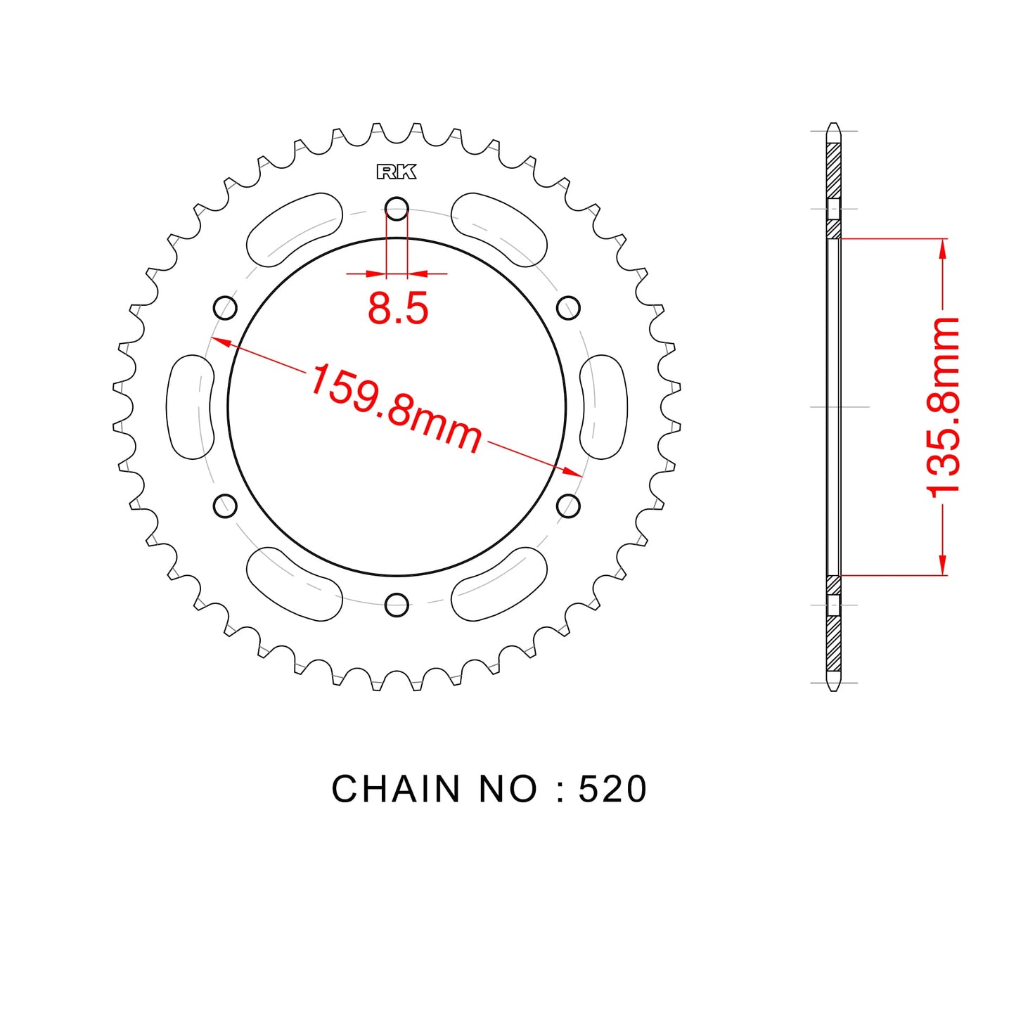 Sprocket Rear RK-B4759-47 JTR005 Afam 35304