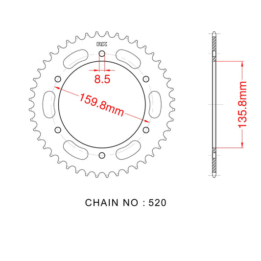 Sprocket Rear RK-B4759-47 JTR005 Afam 35304