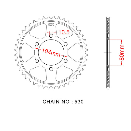 Sprocket Rear RK-B6829--42 (JTR488) (Afam 16604) 530 pitch